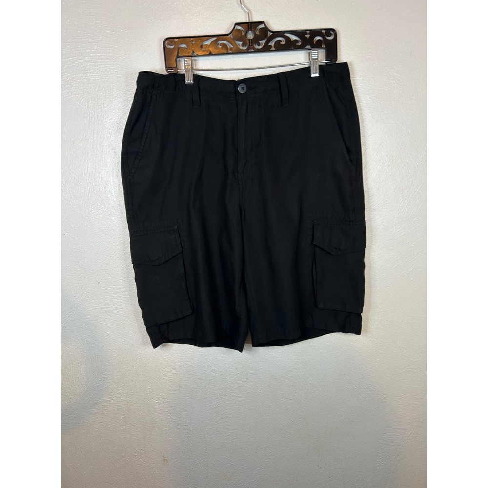 Tony Hawk Mens Black Cargo Shorts Size 34 Polyester Skate Casual Multi Pocket